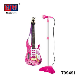 Chitarra elettrica di plastica divertente musica strumentale con piedi microfono per i bambini - Product Image 3