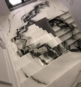 China Panda White Marble Step Tiles For Stair