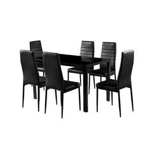 Juego de mesa de comedor de vidrio templado, sillas, muebles de bajo precio para comedor, Hotel y restaurante