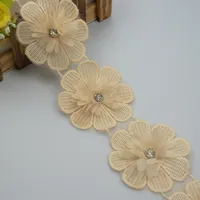Vendita calda tessile del ricamo bordo della maglia trim colorato venezia fiore del merletto con filo trim per la decorazione del vestito