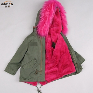 Desgaste de los niños 2018 bebé de la capa del invierno de las muchachas capa de los niños sable Faux piel con capucha <span class=keywords><strong>parka</strong></span> - Product Image 1