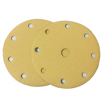 Fábrica de papel abrasivo 100 pçs/caixa 6 polegadas revestido a ouro gancho e loop discos de lixa com 9 furos para móveis carro de metal
