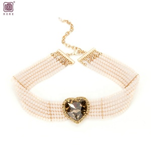 De Lujo Topacio amarillo diamante diseño de collar beige de cadena de cuentas de 6 hilos de la joyería de las mujeres - Product Image 5