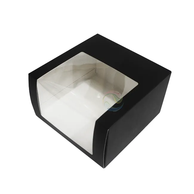 Matt Black Collapsible Snapback Hat Box Packaging with PVC Window