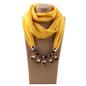Plain Color Necklace Muslim Hijab <strong>Scarf</strong> <strong>Infinity</strong> Chiffon Pendant Jewelry <strong>Scarf</strong> for Ladies - Product Image 1