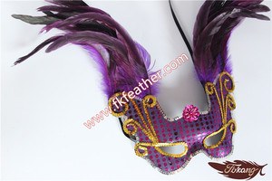 Pas cher Masques Vénitiens <span class=keywords><strong>Rose</strong></span> Rouge Cock Plume Partie Fournitures - Product Image 4