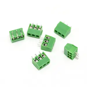 Nylon material 3 pole 5 pole screw electrical pcb mount terminal block spring type with bule and green color 90 degree 3.5mm