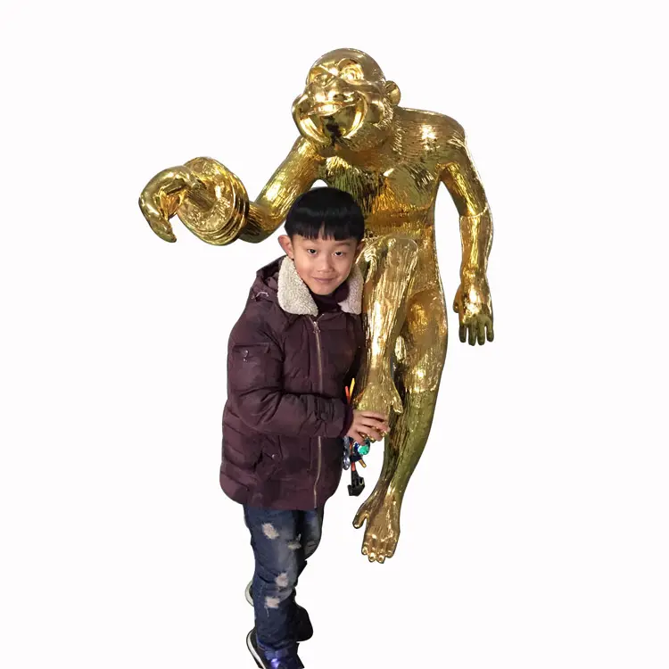 الذهب يترك صب البرونز قرد تمثال النحت ل ماكاو التسوق مول