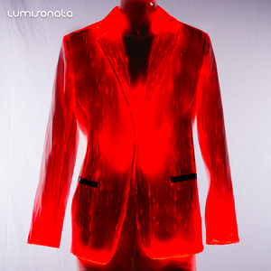 Traje para hombre de fibra óptica luminosa, color brillante, traje led