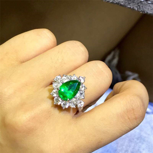 Pawnable 골드 쥬얼리 18k 골드 남아프리카 진짜 다이아몬드 천연 에메랄드 반지 콜롬비아 생생한 그린 - Product Image 6