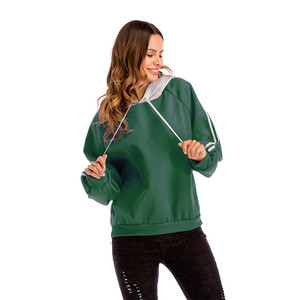Amazon Venta otoño <span class=keywords><strong>rayas</strong></span> empalmado Oversiezd <span class=keywords><strong>Jersey</strong></span> manga larga Mujer suave sudaderas con capucha y sudaderas con capucha - Product Image 1