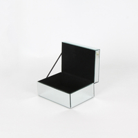 Boîte à bijoux de luxe en argent cristal diamant décor une couche velours à l'intérieur avec miroir en verre pour stockage ou mariage cadeau de mariage