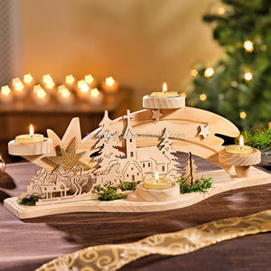 Bougeoir en bois créatif pour décoration de Noël avec Led pour <span class=keywords><strong>la</strong></span> fête - Product Image 3