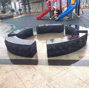 Stree Công Cộng Đồ Nội Thất Ánh Sáng Màu Đen Granite Khối Lớn Cắt Để Kích Thước Ngoài Trời Rắn Đá Băng Ghế Dự Bị - Product Image 2