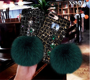 <span class=keywords><strong>Bling</strong></span> Trường Hợp Điện Thoại Cho <span class=keywords><strong>iPhone</strong></span> 8 7 6 6S Cộng Với XS X Max XR Cover Quay Lại Với Lông Bóng dây Đeo Tay Trường Hợp Điện Thoại Coque - Product Image 6