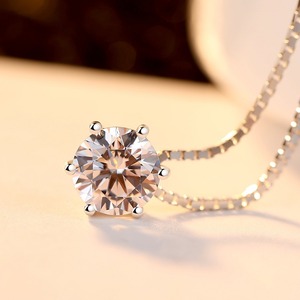 CZCITY del Commercio All'ingrosso Delle Donne di Lusso Elegante Cena di Partito Dei Monili 0.75ct AAA Cubic Zirconia Genuino Reale 925 Collana In Argento Sterling