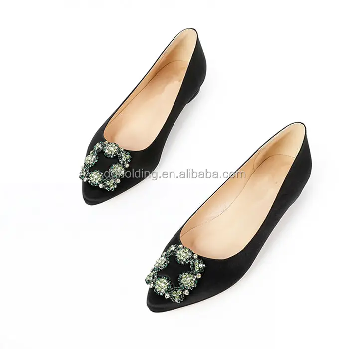 Women Fashion Suede Point Toe Metal Buckle Strap Slip On Oxford Flats Work Shoes