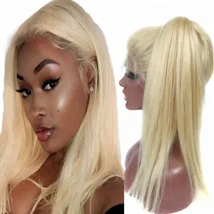 Groothandel 130 Dichtheid Cuticula Uitgelijnd 16Inch Maleisische Bone 613 Straight Full Hd Kant Frontale Menselijk Haar Pruik Met Baby haar