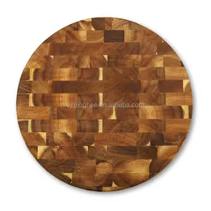 Acacia Square Wood End Grain Groove Handle 4 Feet Wooden Cutting Board