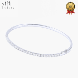 เครื่องประดับแฟชั่นขายส่งครึ่งนิรันดร์กำไลกำไลข้อมือเพชรสีขาวทอง18K สำหรับสุภาพสตรี - Product Image 2