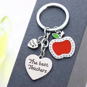 2023 custom zinc alloy apple fruit keychain heart shape metal keychain key holder design logo keyring custom apple keychain