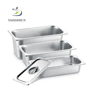 Peralatan Katering Hotel Gaya Amerika Stainless Steel 1/3 GN Panci Makanan Stainless Steel Wadah Es Krim