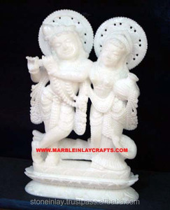 Estatua Única de Radha Krishna en Mármol Blanco con un Diseño Atractivo, Acabado Superior y Escultura Pulida para el Culto en el Templo - Product Image 1