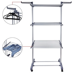 <span class=keywords><strong>Portatile</strong></span> Pieghevole In Acciaio Inox Abbigliamento Indumento Cappotto di Panno Vestiti di Essiccazione Cremagliera - Product Image 3