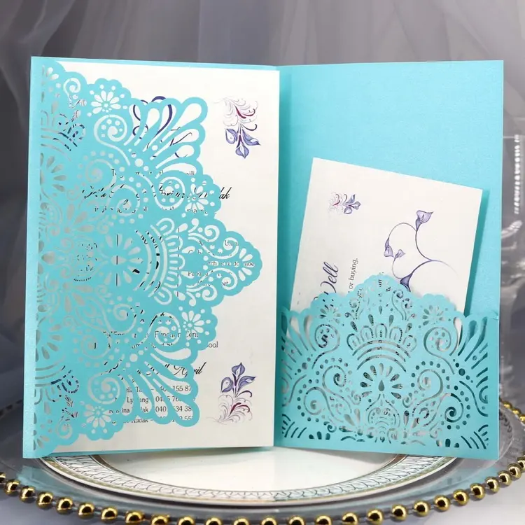 Hot sale Popular Event Supplies Invitation Card Laser Wedding Greeting Card