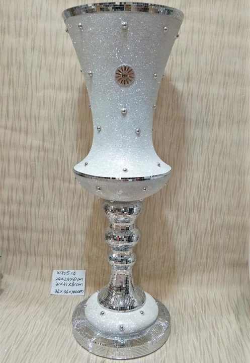 Silver Mirrored Mosaic Big Floor Vase Wedding Decoration