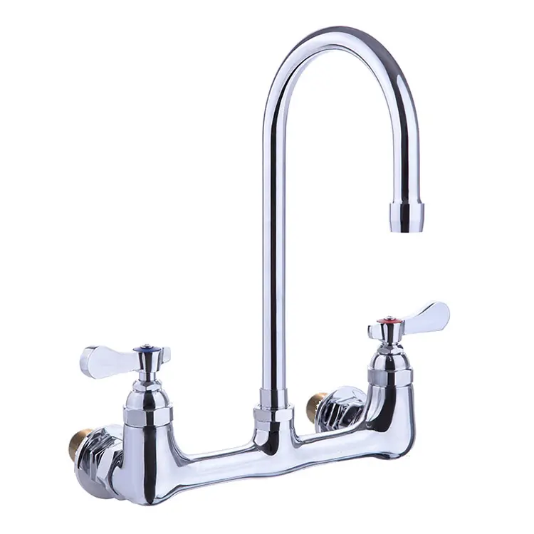 Guangzhou alta calidad grifo doble con baño para montaje en pared grifo de la cocina