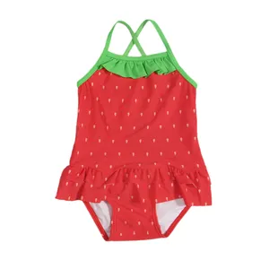 小批量低质量最小起订量夏季儿童泳衣格里尔一体式泳衣儿童可爱草莓比基尼