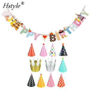 Bonito mini cone de papel chapéus de festa de aniversário para crianças, festa divertida, aniversário das crianças, chapéus conjunto de 9 cone e 2 coroas sb006