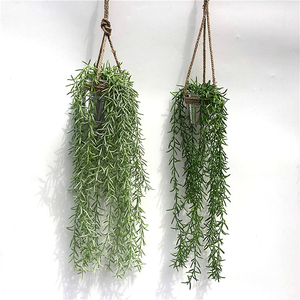 Vigne verte artificielle suspendue en macramé, bonsaï mural, avec pot, <span class=keywords><strong>d</strong></span>écoration <span class=keywords><strong>de</strong></span> fête, à la maison, bureau, 25 cm - Product Image 3