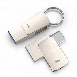 Zinc Alloy High Quality 2.0 3.0 16GB OTG USB Flash Drive Memory Stick With Key Ring