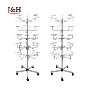 Vrijstaande Hoed Retail Display Stand Metal Rolling Hoed Display Rack Met 5 Tiers