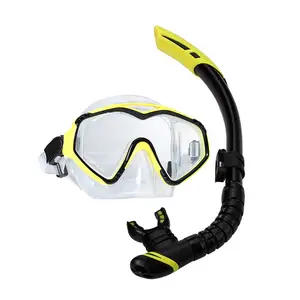 Wave hot selling big frame tempered glass silicone swim snorkeling free dive scuba diving mask and snorkel set