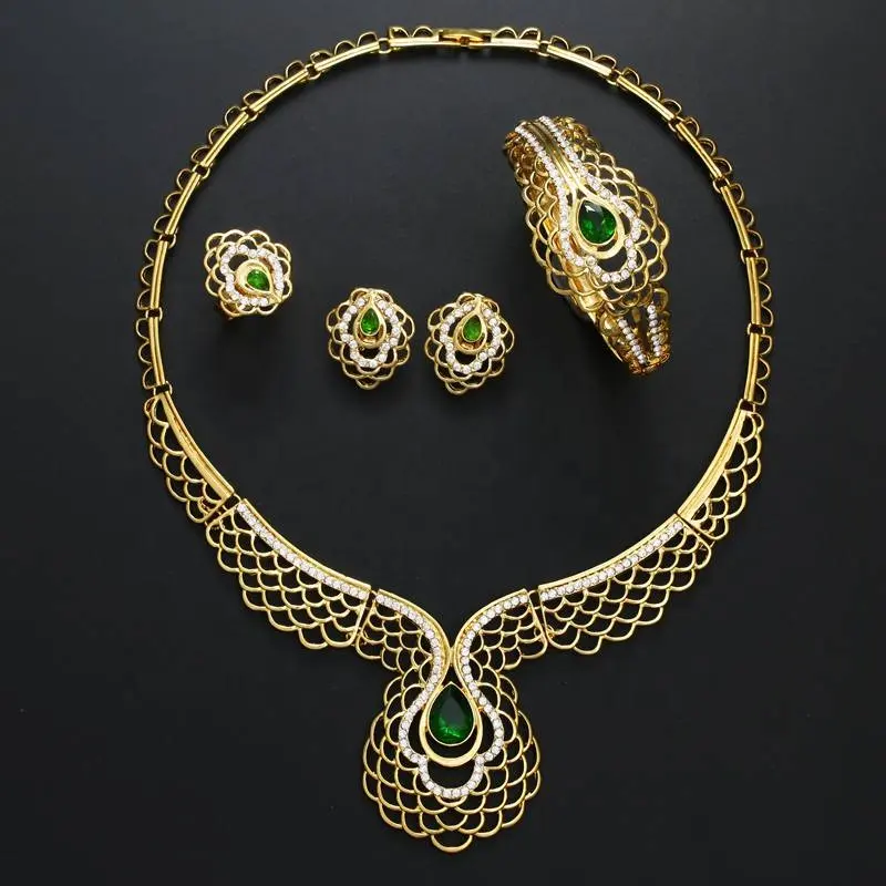AC200#951 Wholesale India Jewelry Set CZ Pendant Jewellery Set Flower Pendant Bridal Jewelry Sets