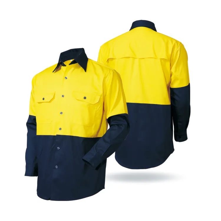 LX804 Herren Langarm Workwear Sicherheits uniform Shirts mit Knöpfen