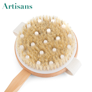 Venta al por mayor natural mango largo de madera de <span class=keywords><strong>cerdas</strong></span> de jabalí <span class=keywords><strong>cepillo</strong></span> de baño Body con masaje cuentas - Product Image 3