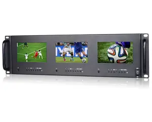 5"x3 dual rackmount lcd monitor for broadcast preview with composite and HDMI input&output for broadcast