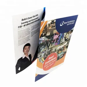 A4 size 210*297mm thick paper 3 panels 6 pages accordion folding pamphlet brochure offset printing in shanghai