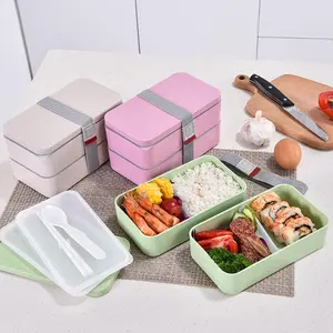 Boîte à Bento en fibre de plantes, bâtonnets de riz, boîte à Lunch écologique, emballage alimentaire biologique incassable