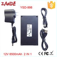 Batterie rechargeable Li-ion noire 3 en 1 YSD-998 12V 6500mAh 9V 8500mAh 5V 15000mAh avec boîtier noir pour caméra de vidéosurveillance