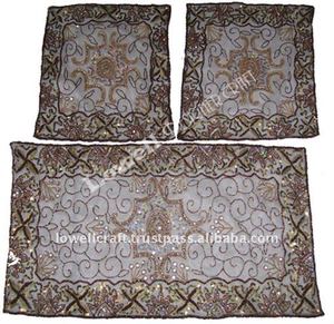 Hand Embroidered Decorative Dining <b>Table</b> <b>Cover</b> for Elegant Dining Room Decor - Product Image 3