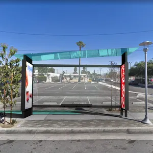 Custom Size Bus Stop Shelter Outdoor Advertising Display Bus Shelter With Solar System