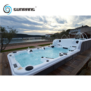 Sunrans Atacado Outdoor Endless Pool Hidropiscina Aqua Sport Swim Spa Whirlpool Banheira de Hidromassagem Piscina Grande Zona Dupla Piscina Spa