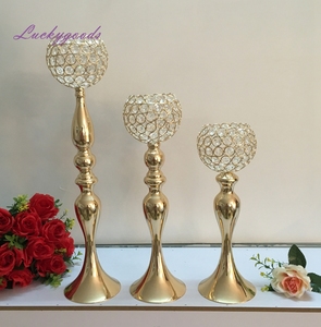 LDJ1087 Gold Cyrtstal Centerpiece Vase Candlestick Candle Holder for Wedding <strong>Table</strong> <strong>Top</strong> <strong>Decoration</strong> - Product Image 4