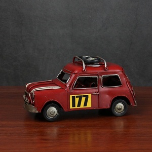 Modelo de Coche Rojo Creativo 177 con <span class=keywords><strong>Ruedas</strong></span> en la Parte Superior, Adornos de Hierro para Niños, Recuerdo, Regalo, Decoración, Decoración Vintage para el Hogar - Product Image 2