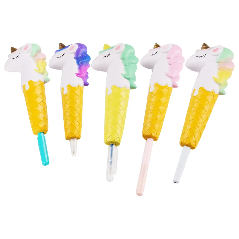 Hot Best Selling Cute Pen Slow Rising Unicorn Squishy Ballpoint Pen Squeeze Stress Reliever Toys